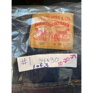 501 Button Fly, Men's Denim Jeans 34 x 30, 100% Cotton, Dark Stone Wash